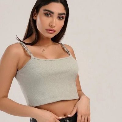 خرید عمده کراپ زنجیری کاتری طلایی - نیم تنه زنانه عمده