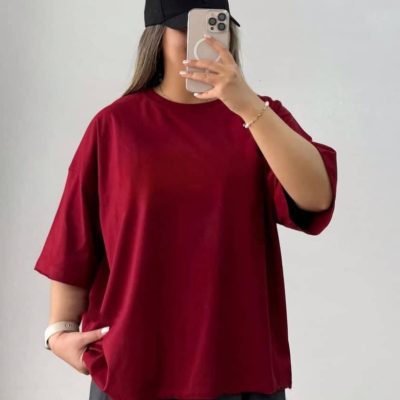 خرید عمده تیشرت باکسی ساده پنبه - تاپ و تیشرت زنانه عمده