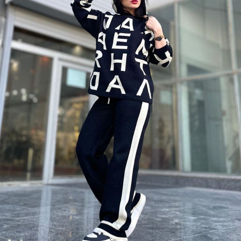 فروش عمده ست بلوز و شلوار بافت حروفی کد 132194