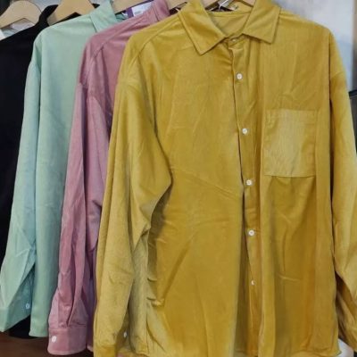 فروش عمده شومیز مخمل کبریتی دکمه دار کد 130778