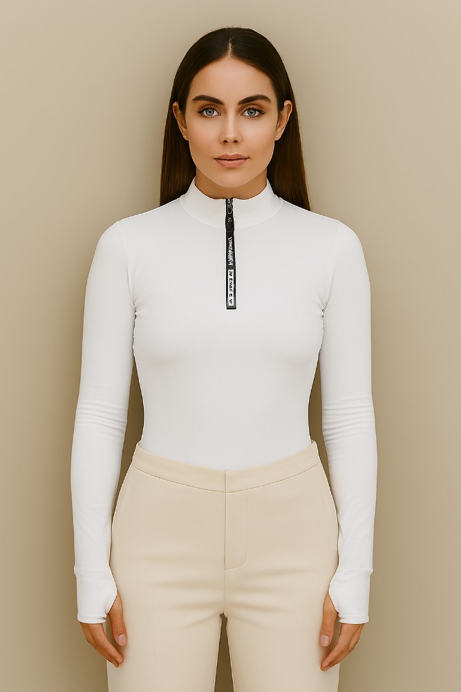 فروش عمده بادی نیم زیپ آستین فینگر دار کد 132419