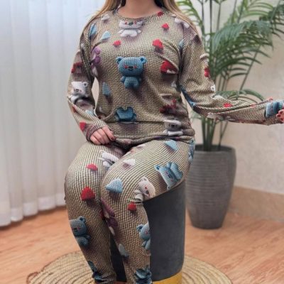 فروش عمده ست بلوز شلوار زنانه مخمل سه بعدی کد 130431