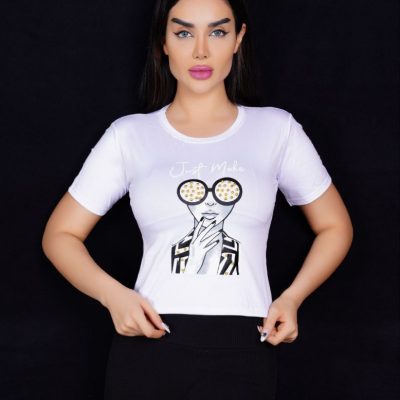 خرید عمده کراپ‌ چاپدار مرواریدی - تاپ و تیشرت زنانه عمده