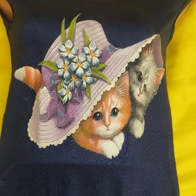 خرید عمده تیشرت نخی طرح گربه - تاپ و تیشرت زنانه عمده