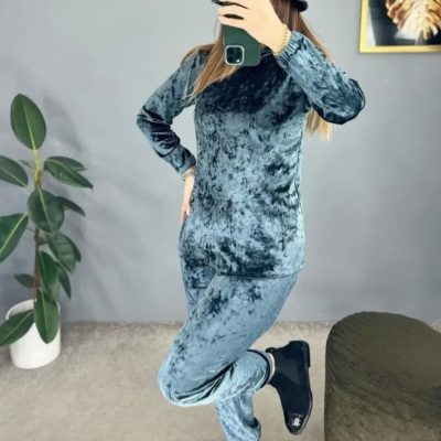 خرید عمده ست مخمل - ست بلوز شلوار زنانه عمده