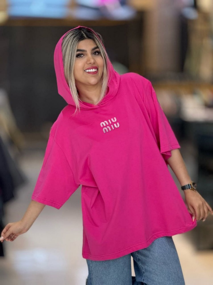 فروش عمده تیشرت باکسی کلاهدار کد 132412