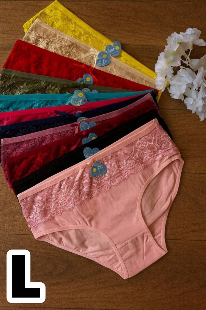 خرید عمده شورت نخ پنبه تیپ لاکرا جلو دانتل فانتزی اعلاء - شورت زنانه عمده