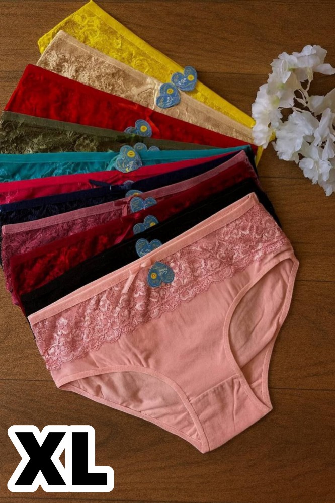 خرید عمده شورت نخ پنبه تیپ لاکرا جلو دانتل فانتزی اعلاء - شورت زنانه عمده