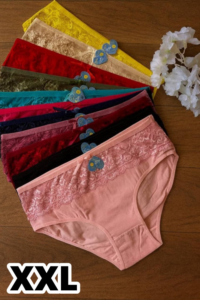 خرید عمده شورت نخ پنبه تیپ لاکرا جلو دانتل فانتزی اعلاء - شورت زنانه عمده