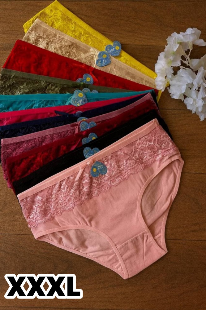 خرید عمده شورت نخ پنبه تیپ لاکرا جلو دانتل فانتزی اعلاء - شورت زنانه عمده