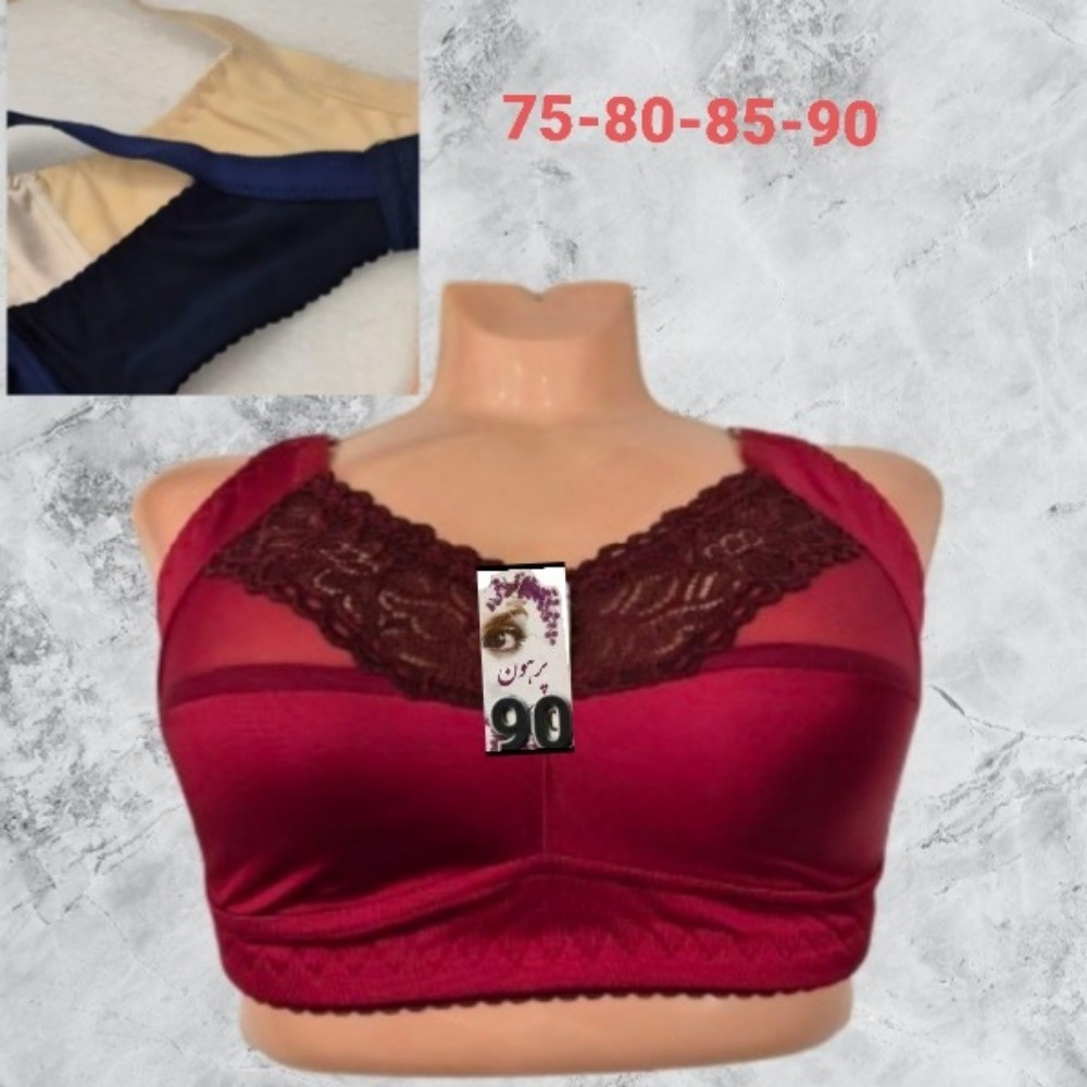فروش عمده سوتین پرلون براق نیمه دانتل زیرنخی a 21516 کد 131286