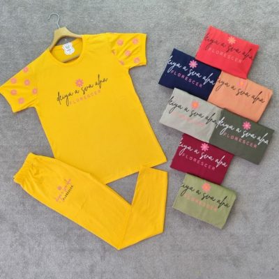فروش عمده تیشرت وشلوار گل بابونه کد 130584
