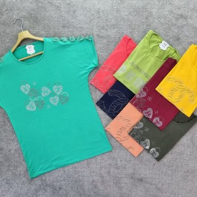 فروش عمده تیشرت سرشانه گیپور مروارید کد 130866
