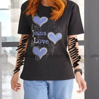 فروش عمده تیشرت قلبی هانی کد 130872