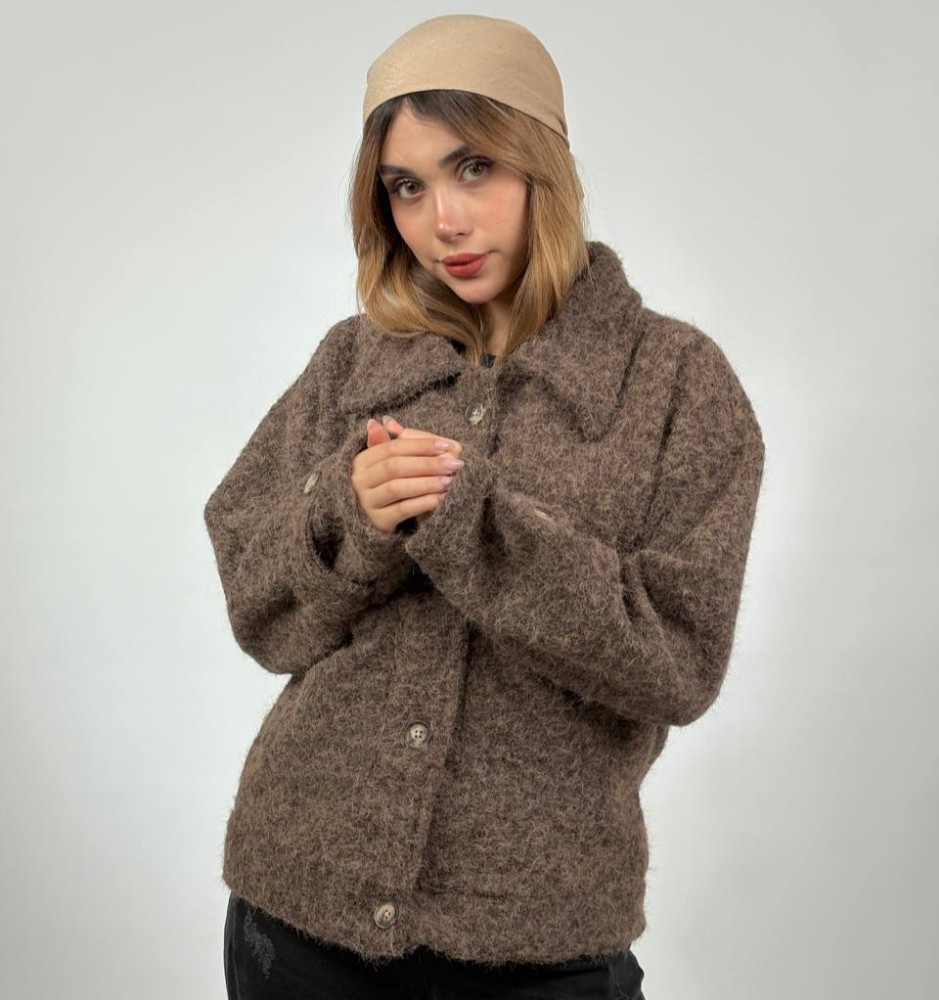 فروش عمده کت زنانه پاییزه فوتر خز دار گرم بالا کد 132146