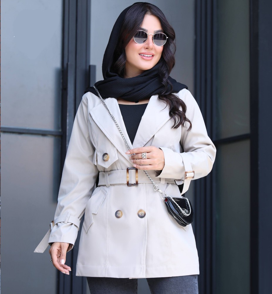 فروش عمده مانتو بارانی کتان زنانه فلش دار کد 132147