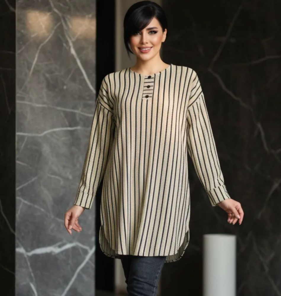 فروش عمده تونیک پاییزه زنانه مراکشی بلند ۳ دکمه کد 132150