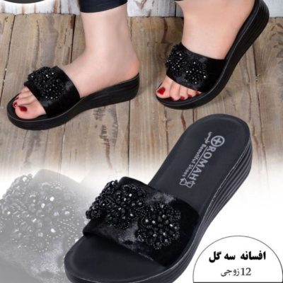 فروش عمده صندل زنانه مدل سه گل - صندل زنانه عمده