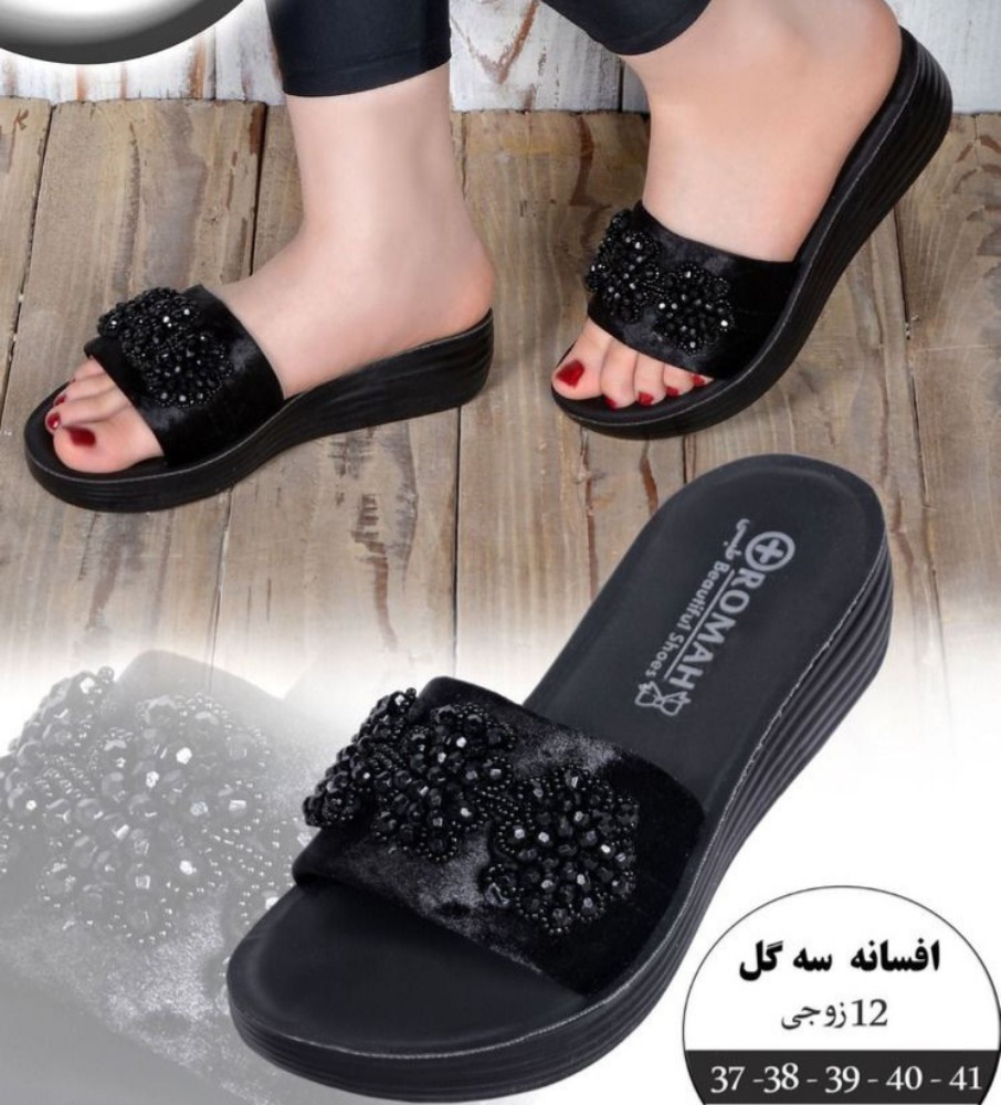فروش عمده صندل زنانه مدل سه گل - صندل زنانه عمده