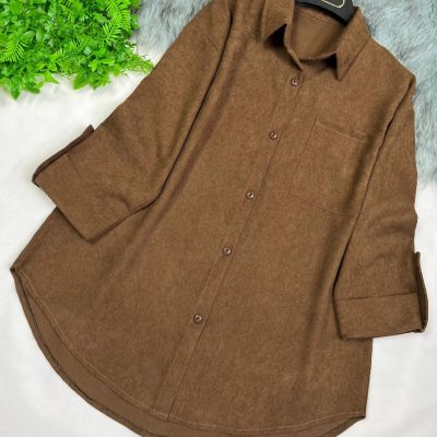 فروش عمده شومیز زنانه تک جیب مخمل کبریتی - شومیز زنانه عمده