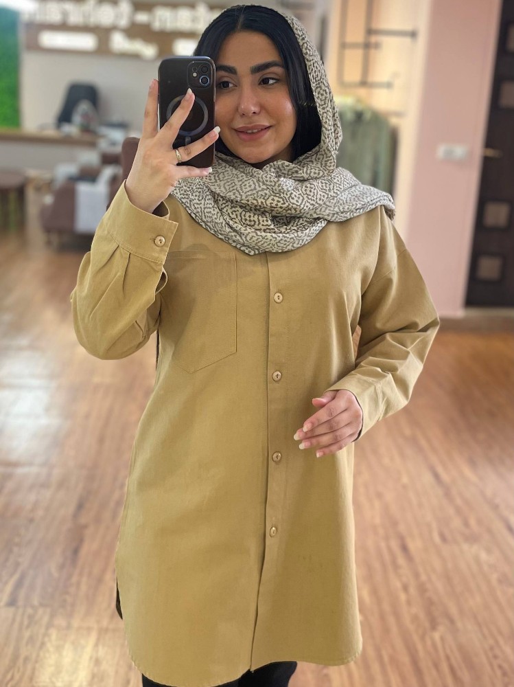 فروش عمده مانتو زنانه تک جیب کتان کد 131364