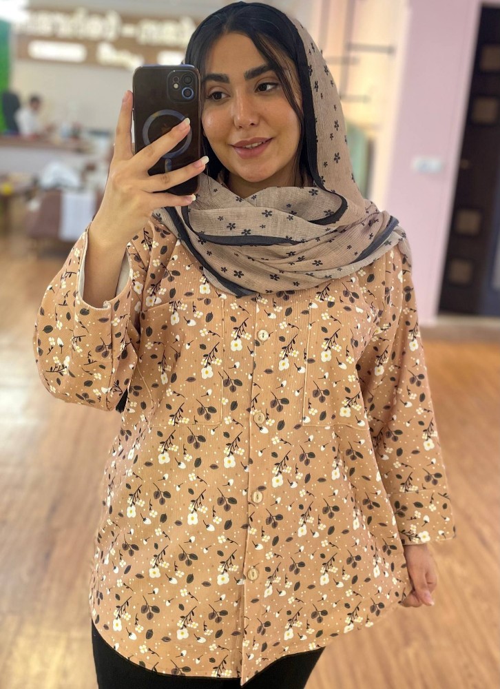فروش عمده شومیز زنانه مدل ماه گل مخمل کبریتی کد 131896