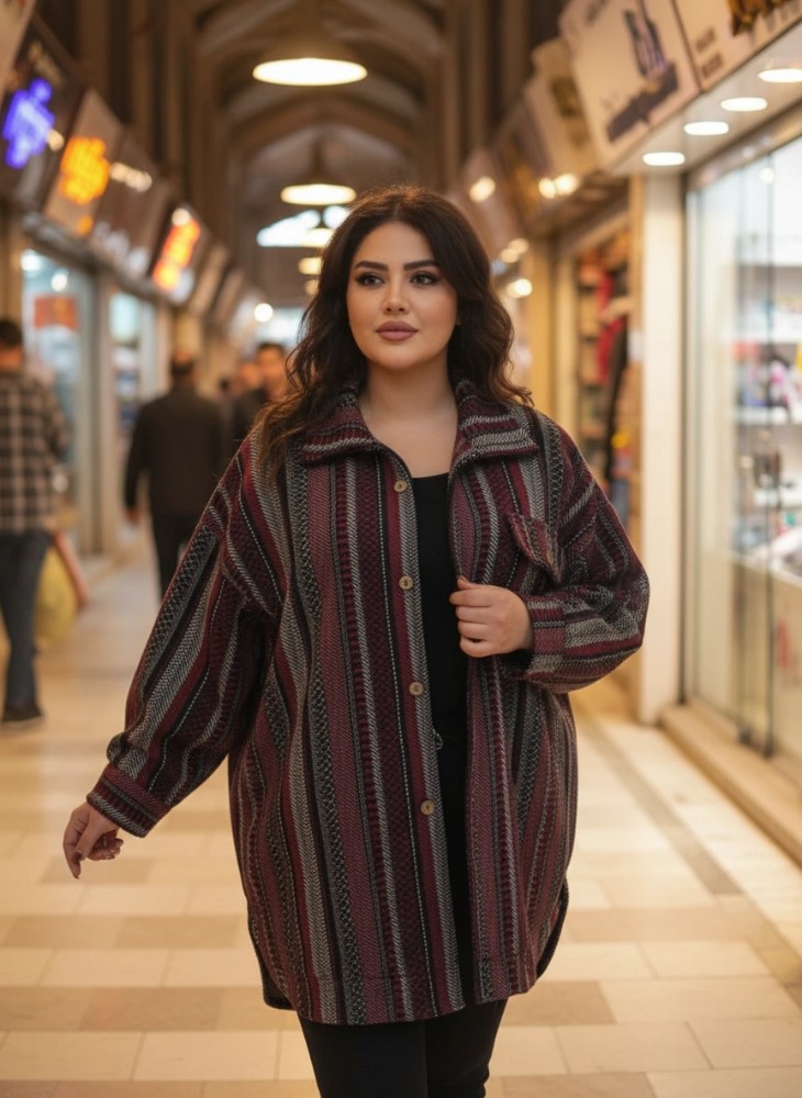 کت پشمی کد 134088 - خرید کاپشن و هودی زنانه عمده