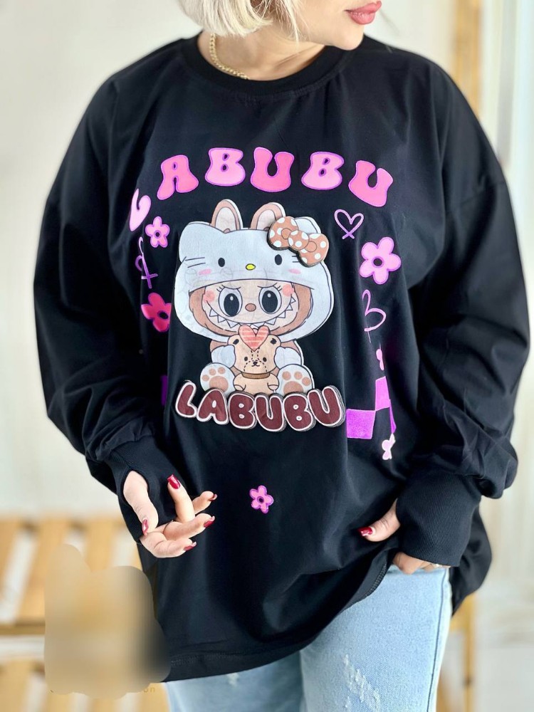 بلوز آستین فینگر چاپ سه بعدی لبوبو کد 133885 - خرید بلوز تک زنانه عمده