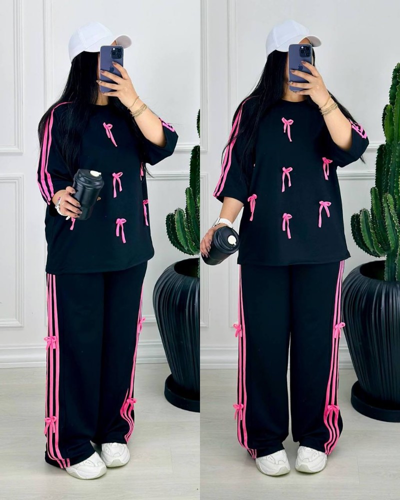 ست تیشرت شلوار پاپیون کد 133887 - خرید ست تیشرت شلوار زنانه عمده