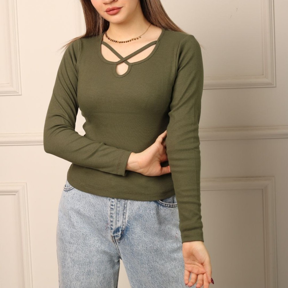 فروش عمده بلوز آستین بلند یقه ضربدری کد 132584