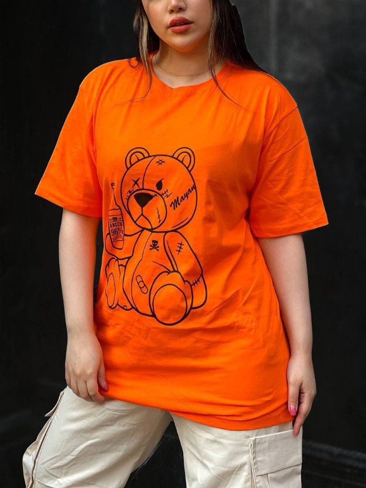 تیشرت لانگ لش خرسی کد 133541 - خرید تاپ و تیشرت زنانه عمده