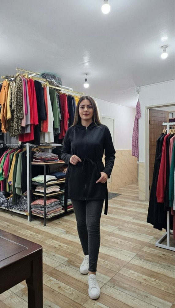 سویشرت بلند تمام زیپ کد 135272 - خرید تاپ و تیشرت زنانه عمده