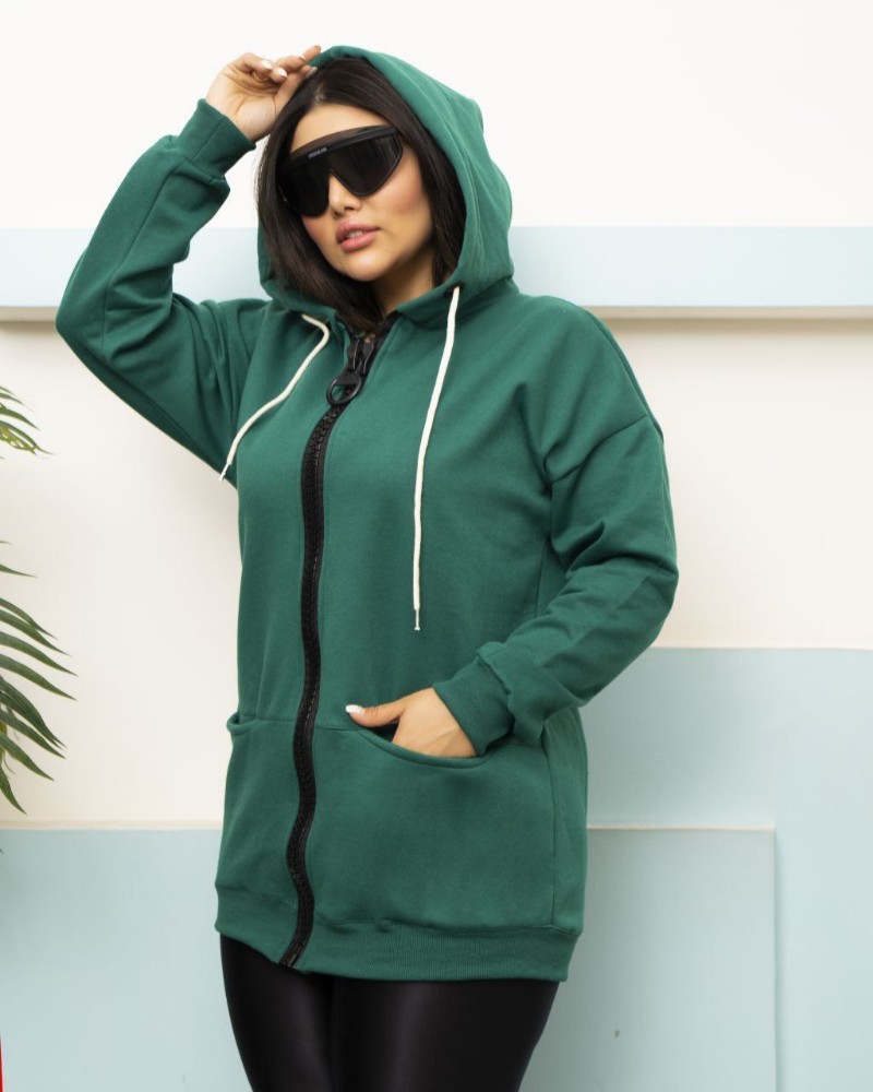 سویشرت تمام زیپ ضخیم کلاهدار کد 135282 - خرید تاپ و تیشرت زنانه عمده