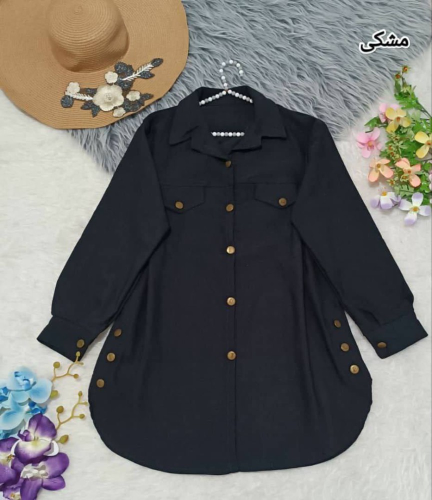 مانتو بغل دکمه کد 135467 - خرید مانتو زنانه عمده