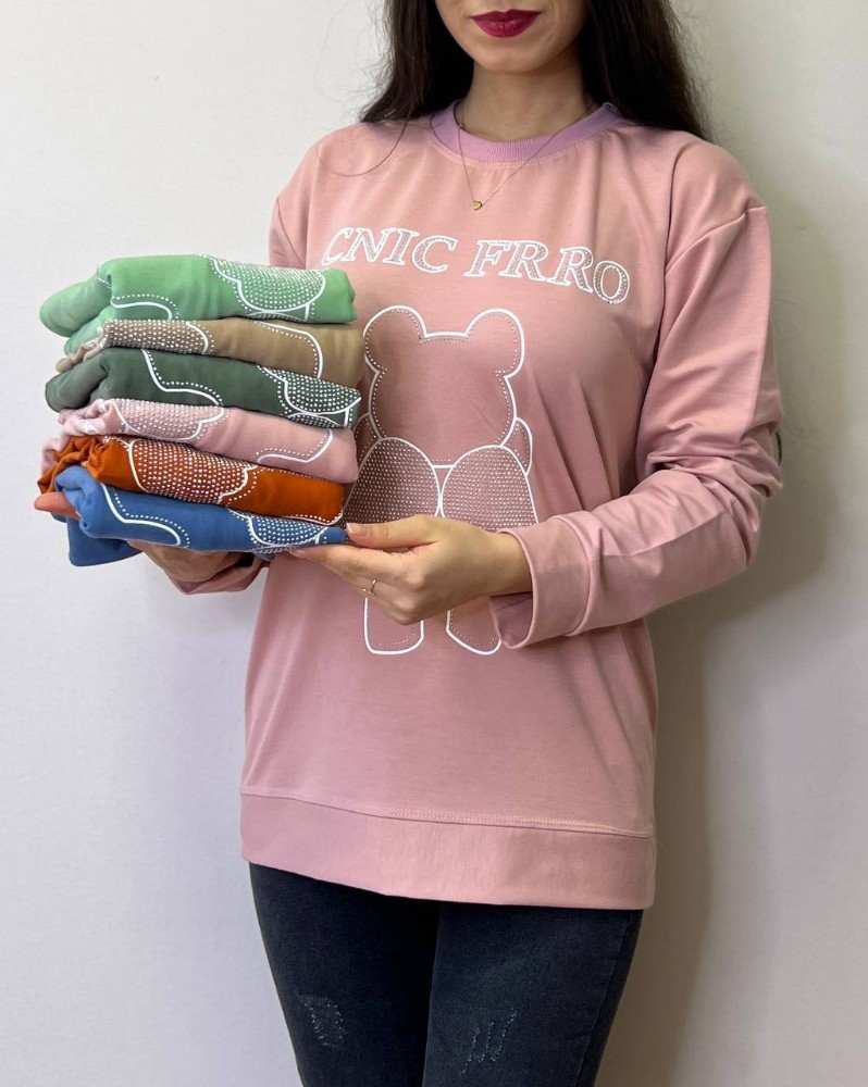 بلوز تدی چاپ نگین کد 135593 - خرید بلوز تک زنانه عمده