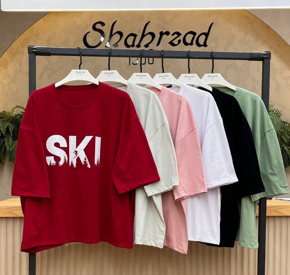 لانگ باکسی چاپ دار کد 135075 - خرید تاپ و تیشرت زنانه عمده