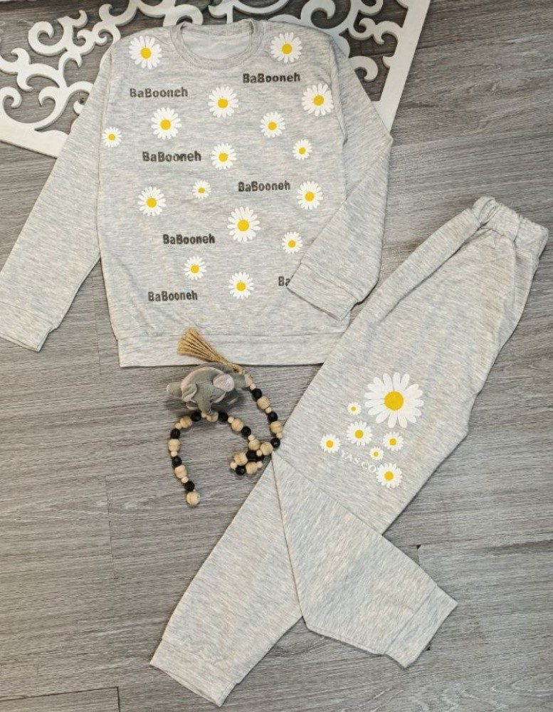 بلوز شلوار دخترانه گل بابونه کد 135218 - خرید ست بلوز شلوار دخترانه عمده