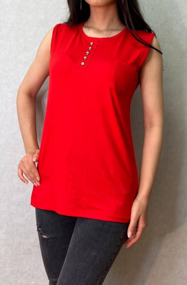 فروش عمده تاپ دگمه دار جیبدار کد 133324