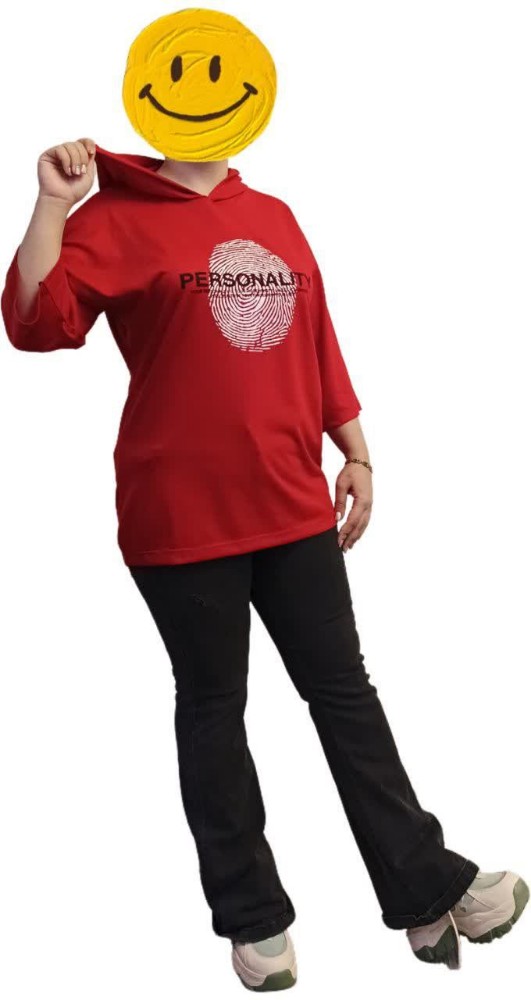 تیشرت هودی چاپ دار کد 135128 - خرید تاپ و تیشرت زنانه عمده