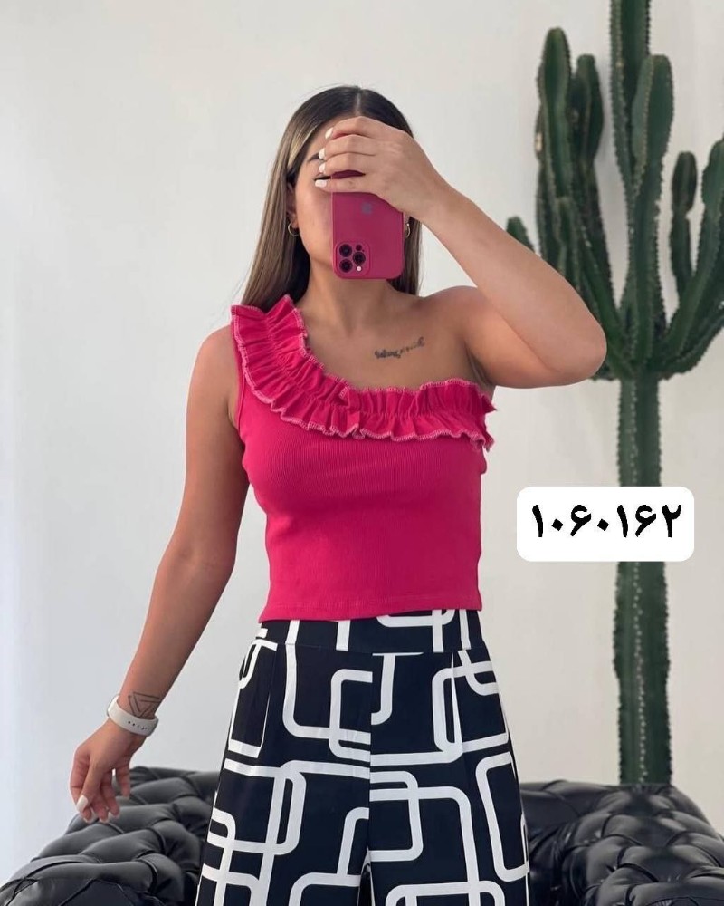 کراپ رومی چین دار کد 135135 - خرید تاپ و تیشرت زنانه عمده