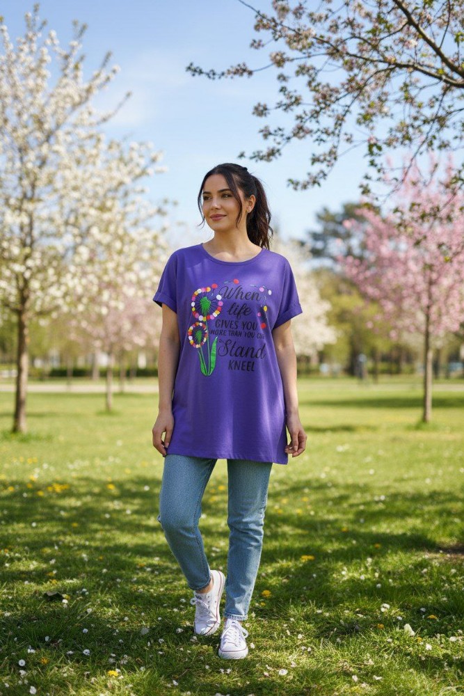 تاپ آستین سرخود چاپ پفکی کد 135139 - خرید تاپ و تیشرت زنانه عمده