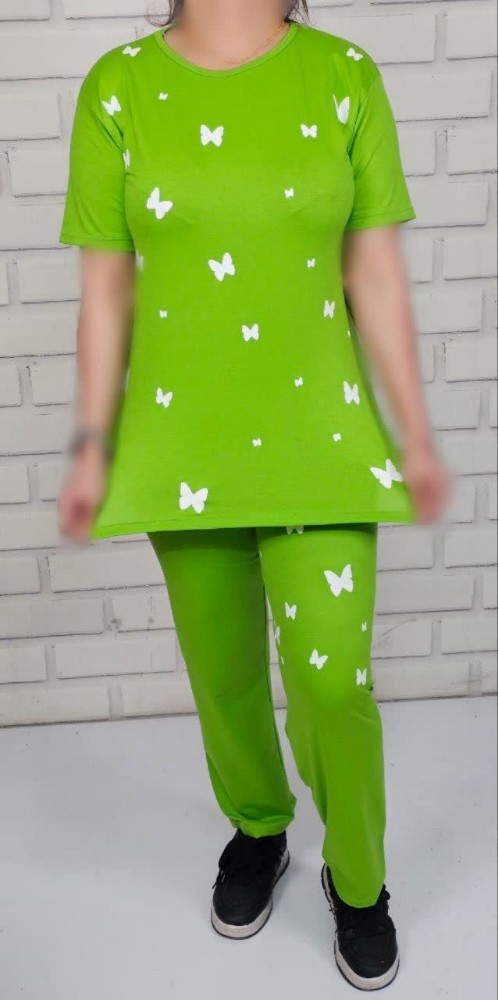 ست تیشرت شلوار   زنانه چاپ پروانه کد 134492 - خرید ست تیشرت شلوار زنانه عمده