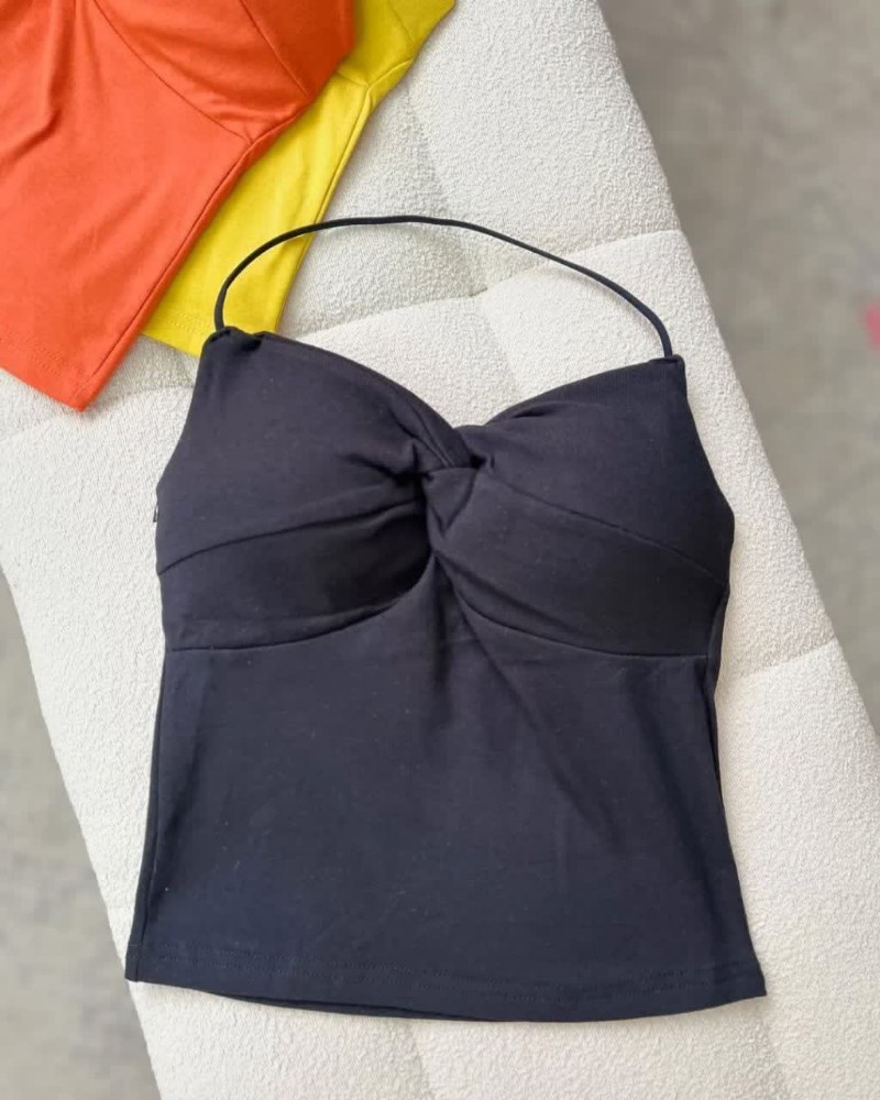 نیم تنه کراپ گردنی کد 134081 - خرید نیم تنه زنانه عمده