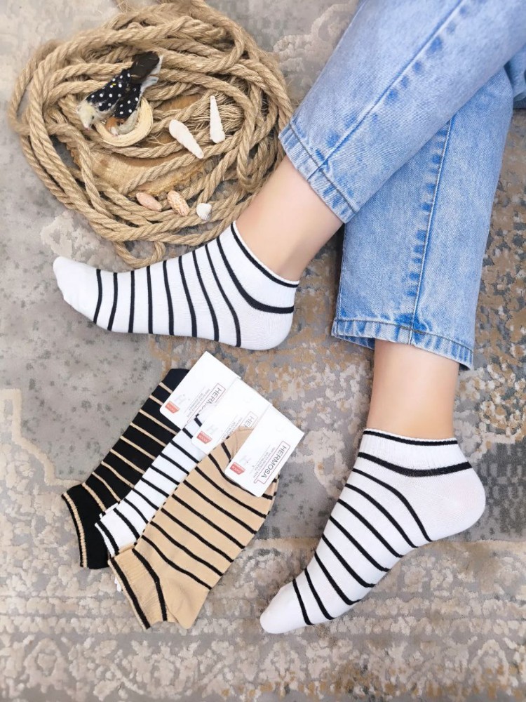 جوراب مچی راه راه کد 134562 - خرید جوراب زنانه عمده