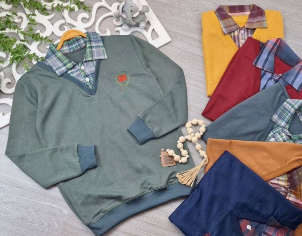 فروش عمده بلوز پسرانه یقه چهارخونه کد 133145