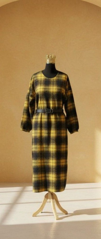 کفتان چهارخونه پشمی (بدون کمربند) کد 133689 - خرید کاپشن و هودی زنانه عمده