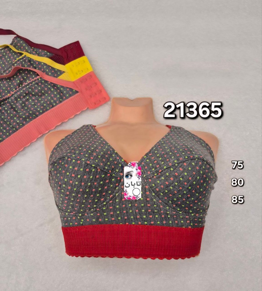 ️سوتین ملانژ کش پهن خالدار زنانه ️ کد 133665 - خرید سوتین زنانه عمده