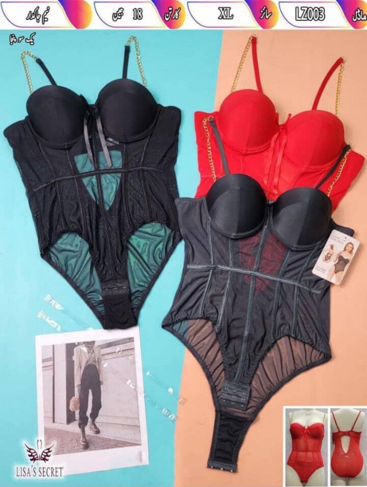 بادی مجلسی کرستی کامل فنر کشی بند زنجیری و اسفنجی کد 134983 - خرید لباس خواب زنانه عمده