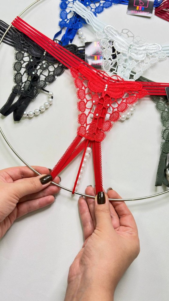 شورت فانتزی دانتل مروارید دار زنانه وارداتی با کیفیت کد 135326 - خرید شورت زنانه عمده