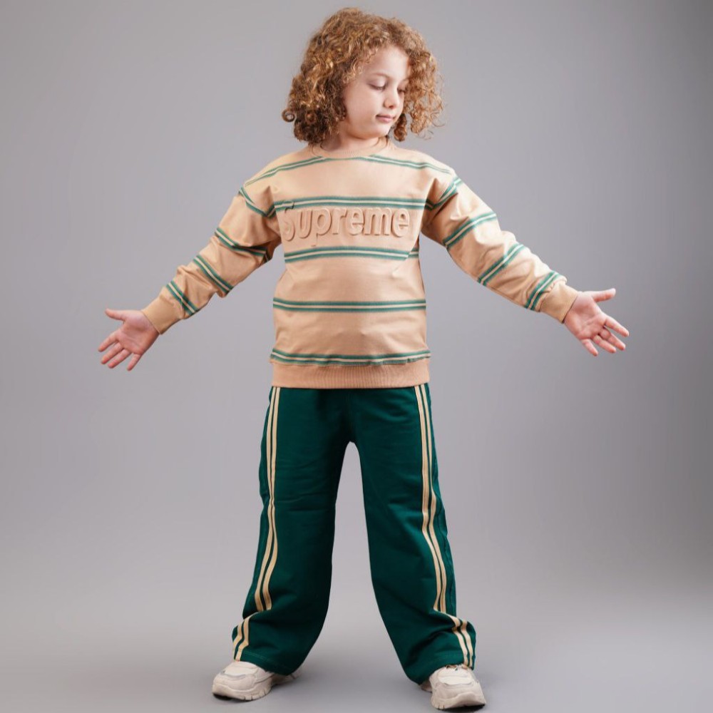فروش عمده ست بلوز شلوار دخترانه پسرانه superme کد 132768